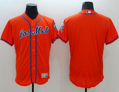 Mets Blank Orange Flexbase Authentic Collection Los Mets Stitched MLB Jersey - Click Image to Close